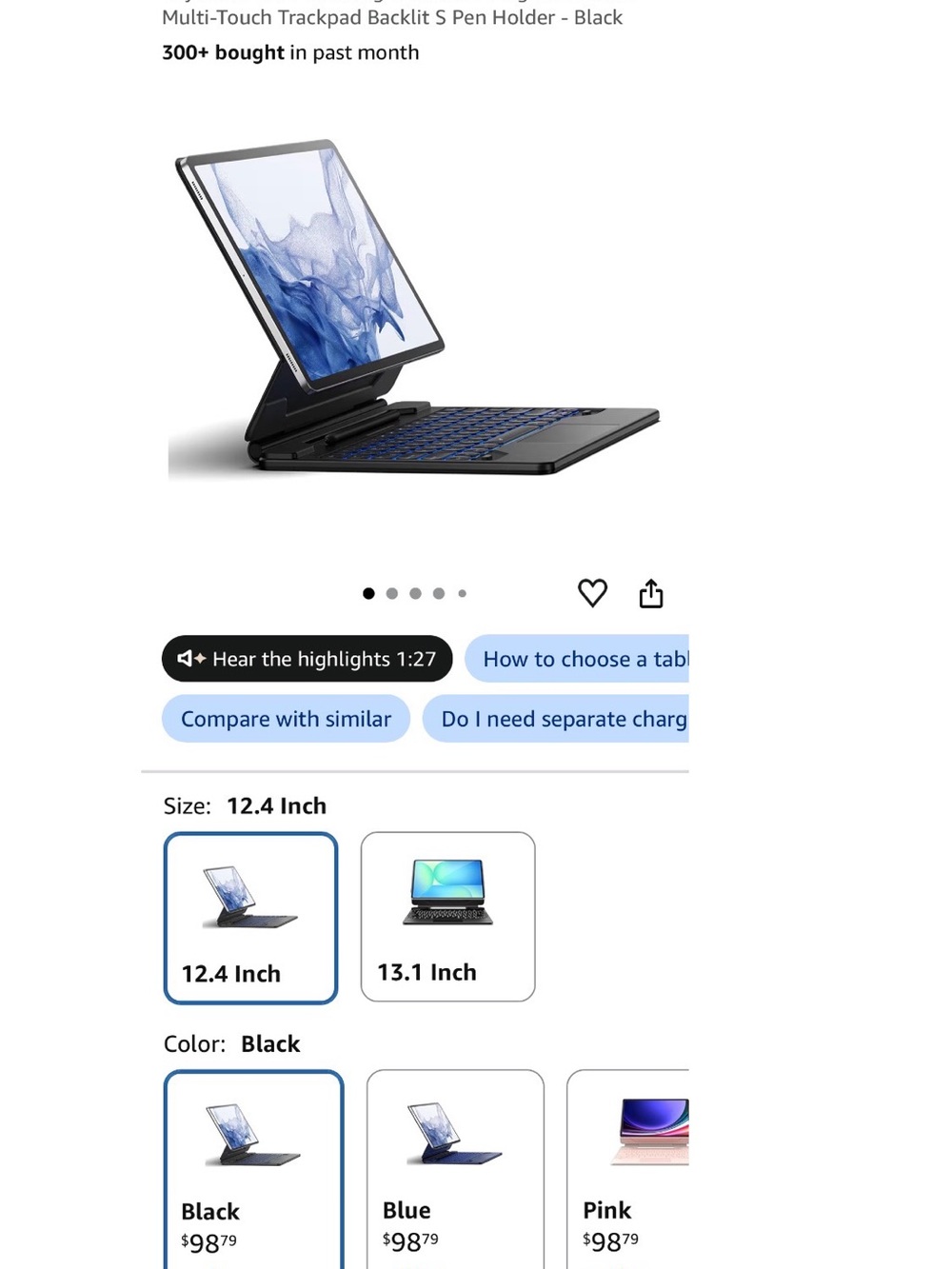 Dexnor Keyboard Case for Samsung Galaxy Tab S10+/S9+/S8+/S7+ - Open Box/New - Picture 8 of 8